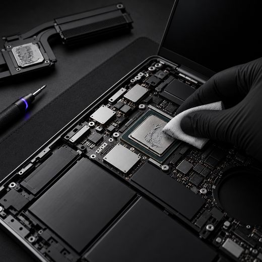 Illustration: wiping dried thermal paste off a processor