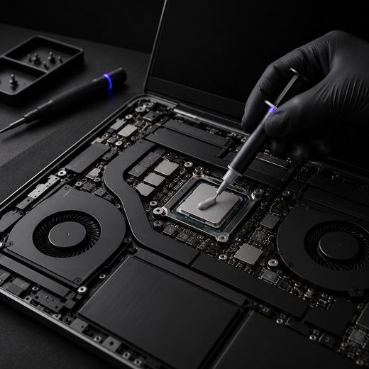 Illustration: applying fresh thermal paste to a processor